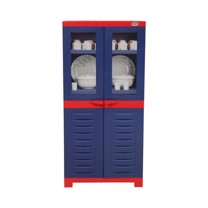 Supreme Furniture Fusion 02 HG Multipurpose Waterproof Cabinet Made by Glass and Virgin Plastic Storage Solution: Ideal for Kitchen, Home, Schools, Colleges and Study Rooms (DIY)