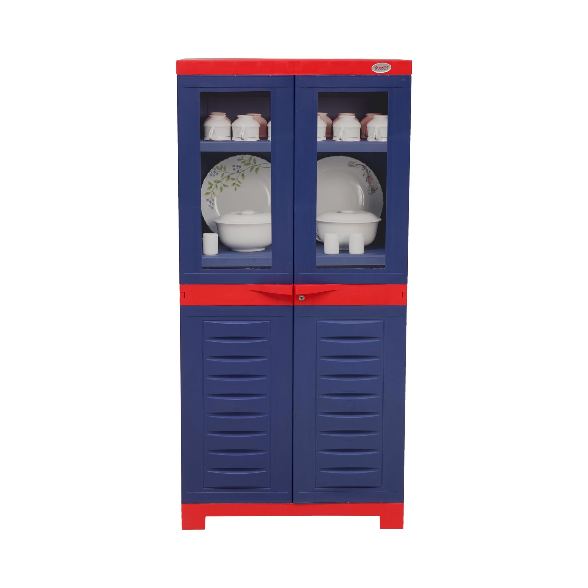 Supreme Furniture Fusion 02 HG Multipurpose Waterproof Cabinet Made by Glass and Virgin Plastic Storage Solution: Ideal for Kitchen, Home, Schools, Colleges and Study Rooms (DIY)