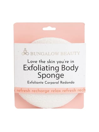 BUNGALOW BEAUTY Natural Exfoliating Body Scrubber Sponge, Back Scrubbers, Loofah Back Scrubber for Shower, for Face and Body