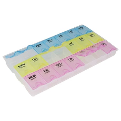 FAIRBIZPS Pill Medicine Organizer Reminder Storage Box 28 Days or 4 Weeks| Plastic | Pack of 1