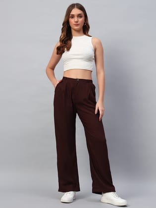 Cotton Pleated Wine Pants-XS