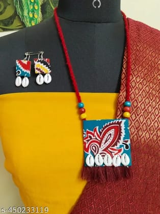 Fabric Necklace + Earring pair for Modern Woman Fabric Necklace + Earring pair for Modern Woman