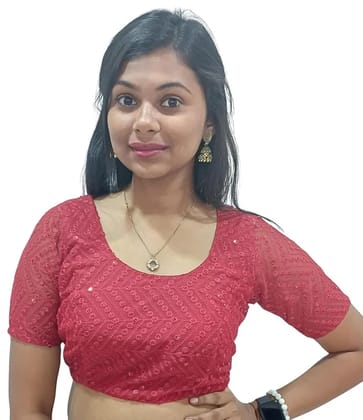 Mom And Me Red Cotton Blouse (2XL) | Chikankari Embroidery | Ethnic Party
