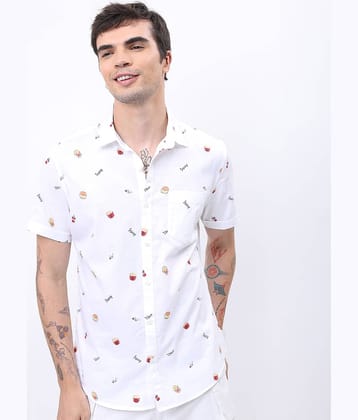 Ketch 100% Cotton Regular Fit Printed Half Sleeves Men's Casual Shirt - white ( Pack of 1 )