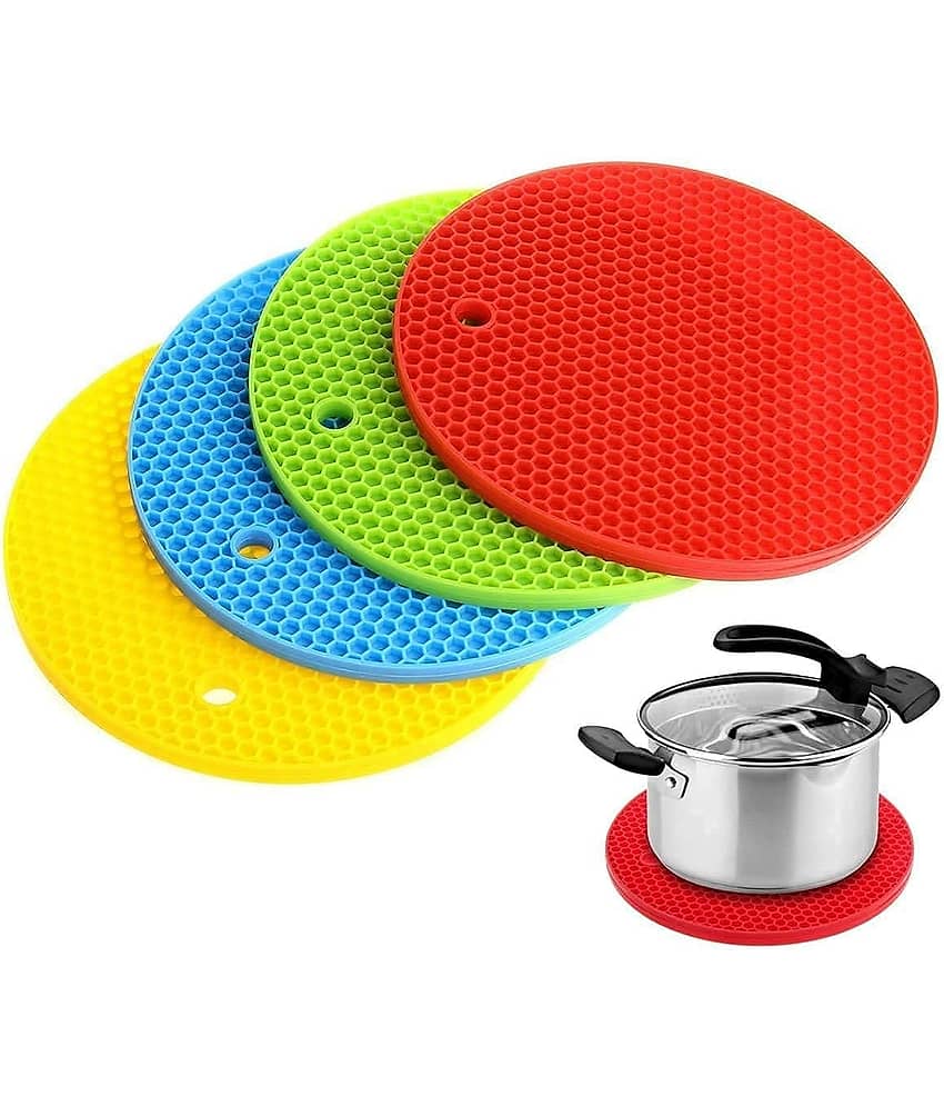 Gadget Deals Silicone Geometric Table Mats ( 12 cm x 11 cm ) Pack of 4 - Multi