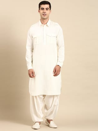 White  Cotton Pathani with Salwar-Made To Measure / Only Pathani - No Lowers