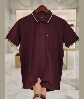UNIBERRY Men Cotton Blend Regular Fit Solid Polo T Shirt ( Maroon )