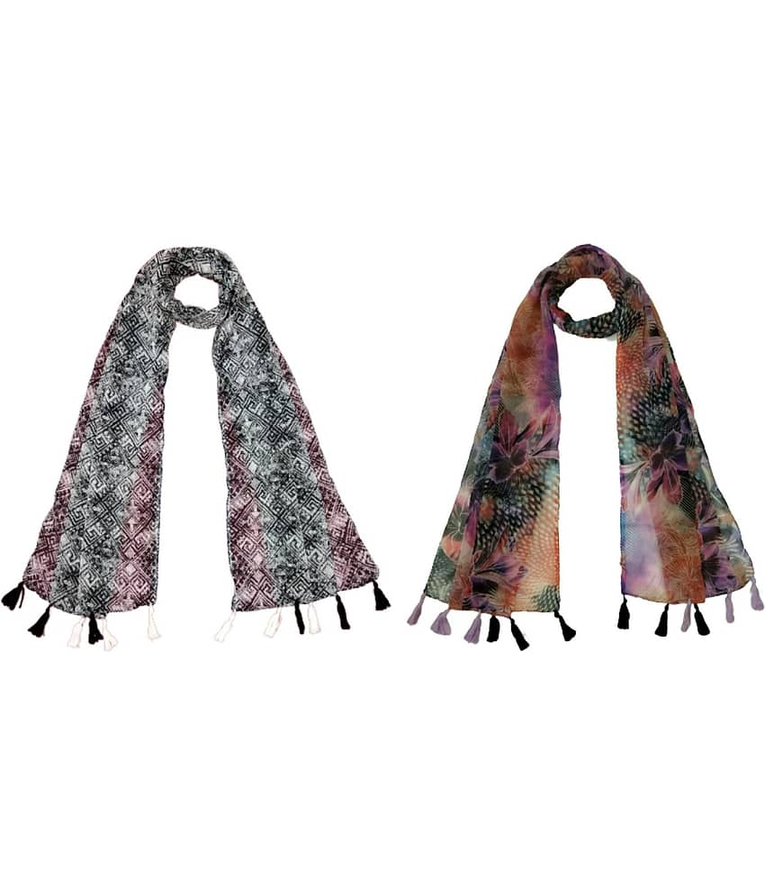 stolevilla Multi Printed Poly Cotton Yarn Stoles ( Pack of 2 )