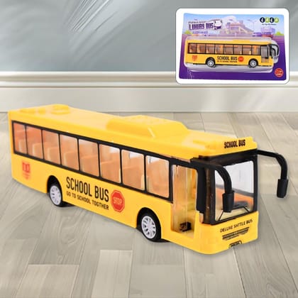 Inertia Bus Toys , High Simulation Yellow Fine Details Mini Bus Model Car Toys Prizes for Gift Collections