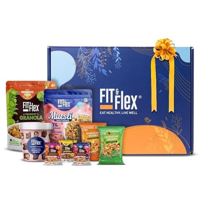 Fit & Flex Pack of 8 Premium Snacks (Granola, Muesli, Mini Bites & Namkeen)
