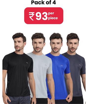FTX Pack of 4 Polyester Regular Fit Men's T-Shirt ( Multicolor8 )