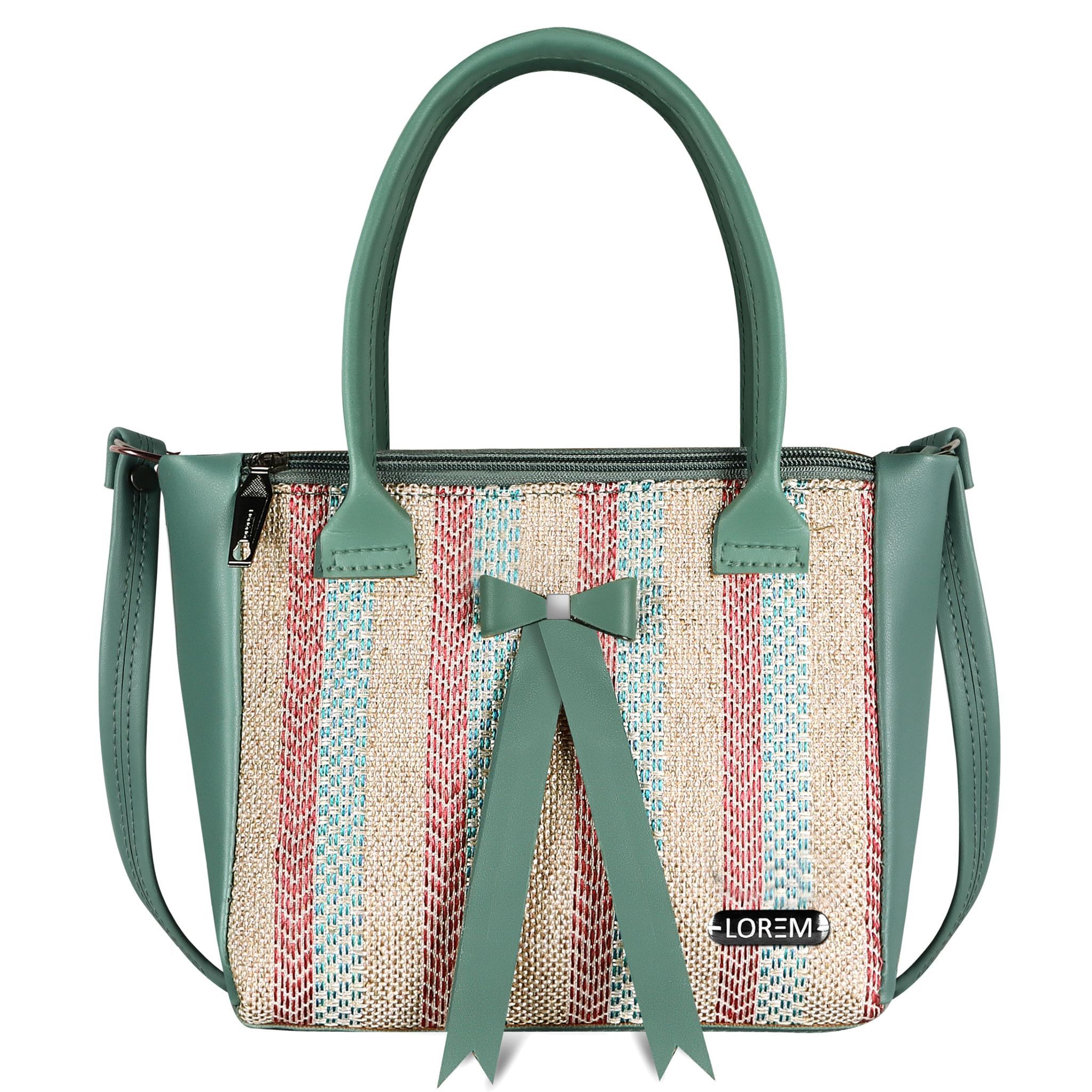 LOREM Stylish Premium Faux Leather Handbag for Women with Zip Compartments and Adjustable Shoulder Strap