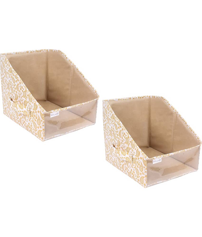 PrettyKrafts Leggings stacker, Organiser for clothes, Leggings, T Shirts, Tops storage boxes, (Set of 2), Brown