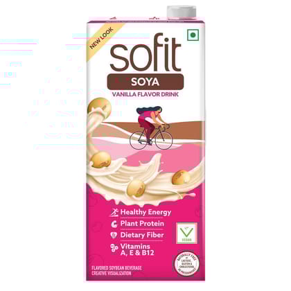 Sofit Soya Drink Vanilla, 1 ltr| Vegan Drink |Enriched with plant protein, dietary fibers, vitamins and calcium | Lactose Free | Gluten Free | Preservatives Free