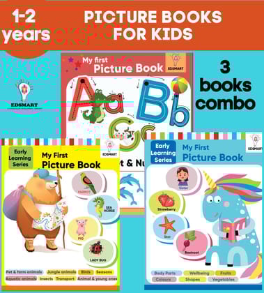 Edsmart My First Picture Books Collection for Kids - 3 Books Combo - Alphabet, Numbers, Animals picture book, Birds, Insects, Seasons, Body parts, ... books for kids (Edsmart early writing books) [Paperback] [Jan 01, 2023] Edsmart Edu Services Pvt Ltd