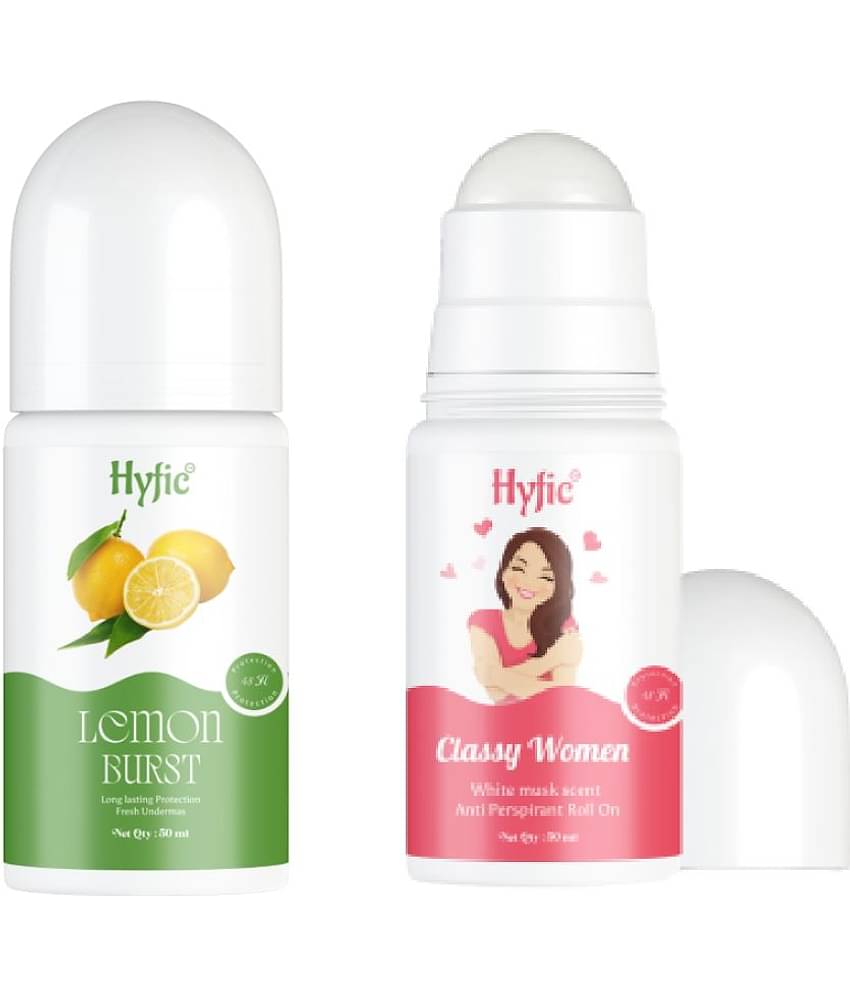 HYFIC Underarm Roll-OnLightening & Odour Control|Licorice Extract,Soft, Smooth, and Fresh (Lemon burst & Classy Women) PACK OF 2
