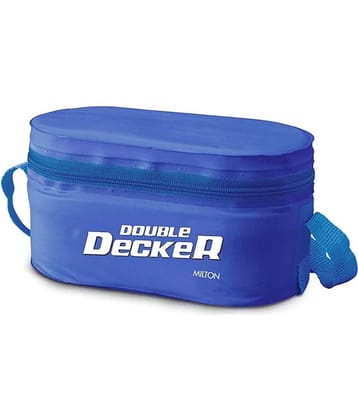 MILTON Plastic Double Decker Lunch Box, (3 Container) Blue