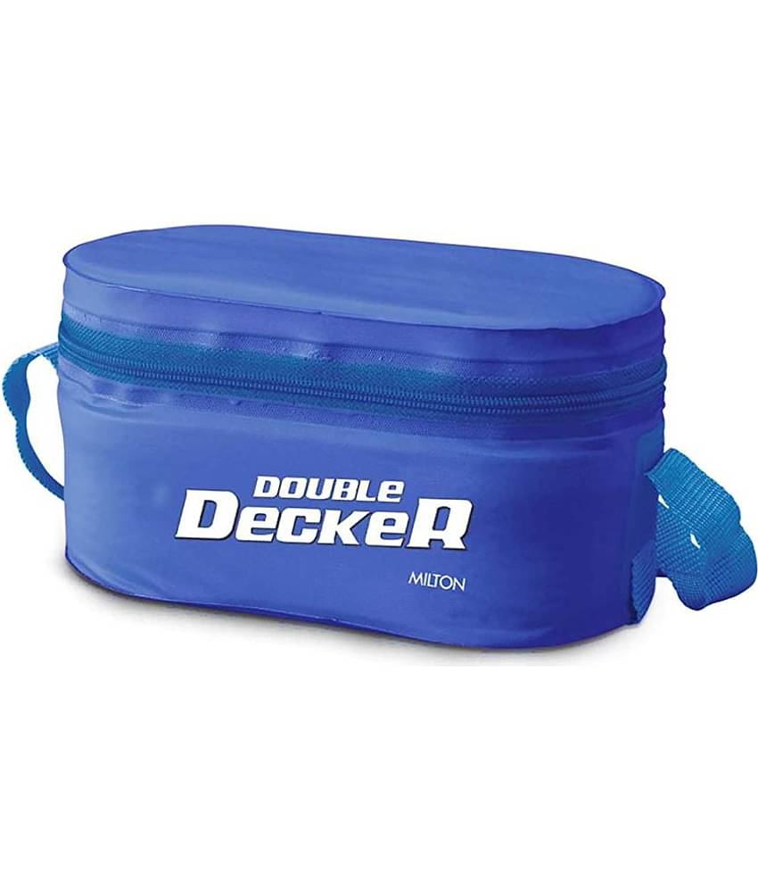 MILTON Plastic Double Decker Lunch Box, (3 Container) Blue
