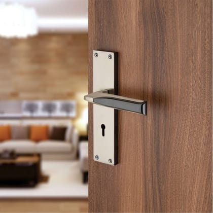 BUCKLER Zinc Alloy-4168-Black Silver 8 Inch Mortise Handle set-70MM Double Turn Bullet Lock (Black-Silver)