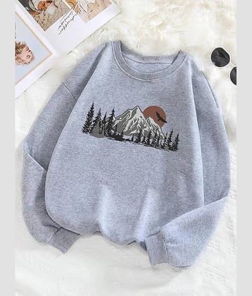 Kashian Women Fleece Round Neck Sweatshirt For ( Grey )