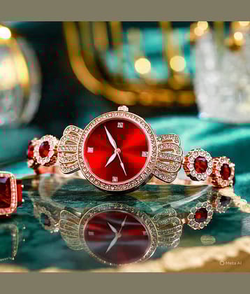 Renaissance Traders Red Metal Analog Womens Watch