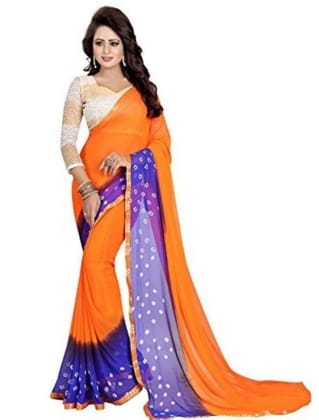 Generic Women's Chiffon Saree (Orange, 5 - 6 Mtrs)