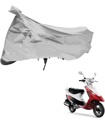 AutoRetail Dust Proof Two Wheeler Polyster Cover for TVS Scooty Pep + (Mirror Pocket, Silver Color)