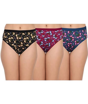 Elina Pack of 3 Cotton Printed Women's Briefs ( Multi Color )