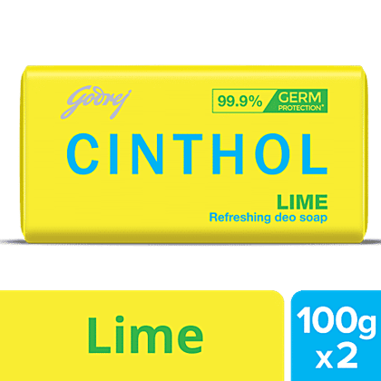 Cinthol Refreshing Deo Lime Bath Soap, 99.9% Germ Protection, 100 g (Pack of 2)