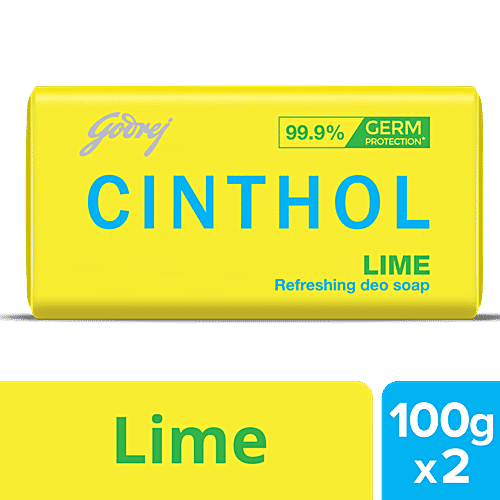 Cinthol Refreshing Deo Lime Bath Soap, 99.9% Germ Protection, 100 g (Pack of 2)