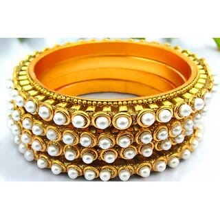 Omsar Jewelry Copper Gold-plated Kada (Pack of 4)
