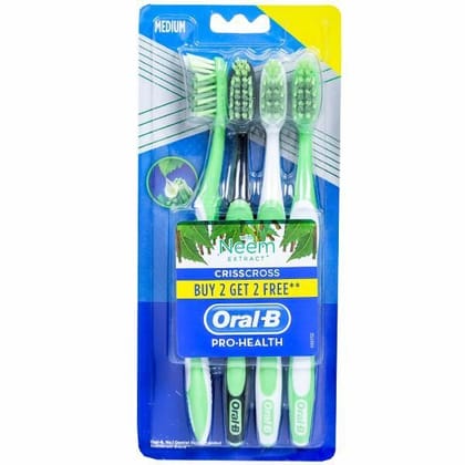 Oral-B Criss Cross Toothbrush With Neem Extract, Medium, Buy 2 Get 2 Free