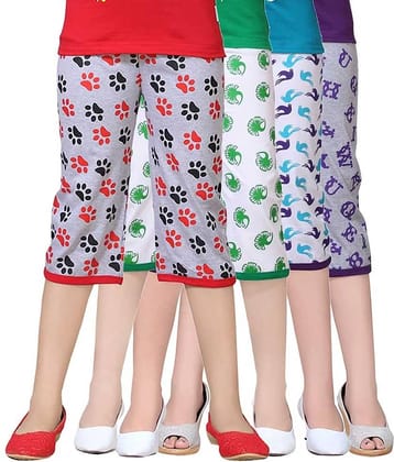 Sini Mini Pack of 4 Girls Cotton Capris ( Multicolor )