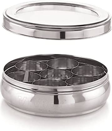 ATROCK Masala Dabba Steel Silver Spice Container ( Set of 1 )