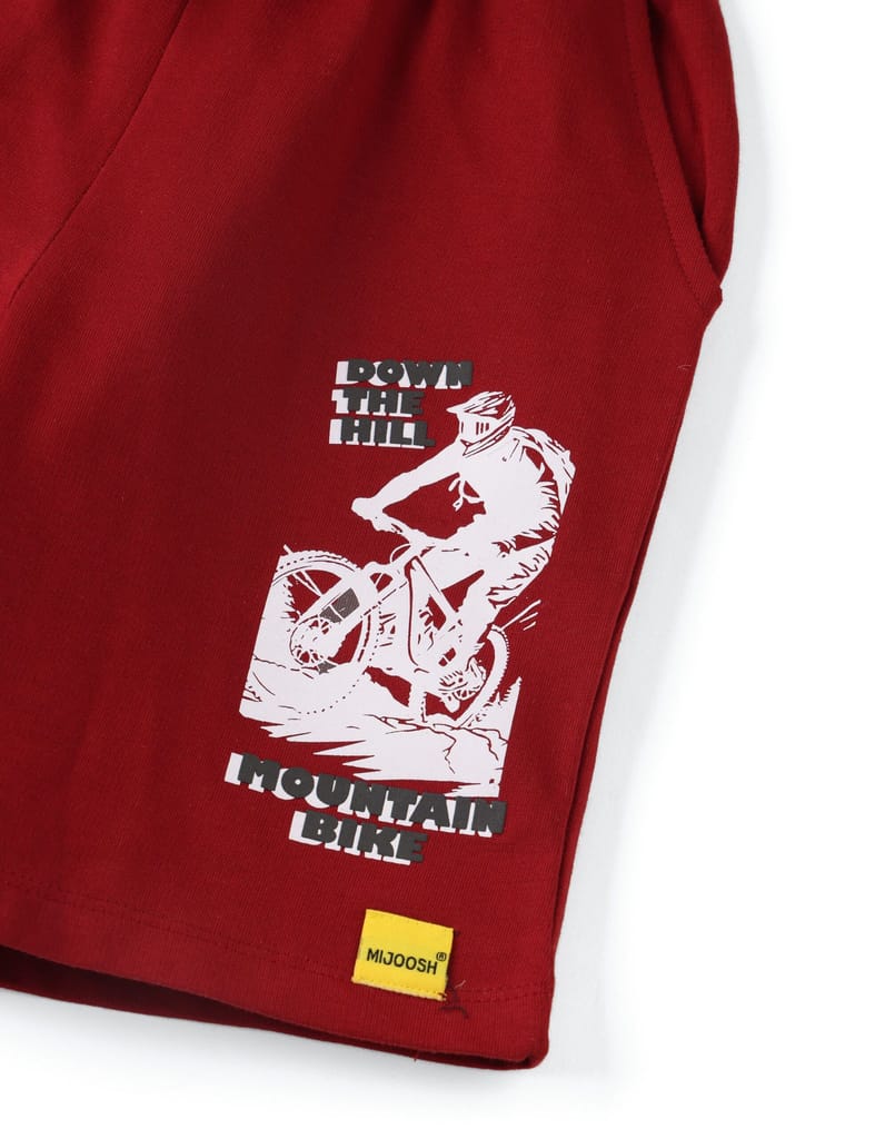 New Kids Boys Shorts Cotton French Terry Winery Red Mountain Bike 2025 at ShopCircuit | ONDC