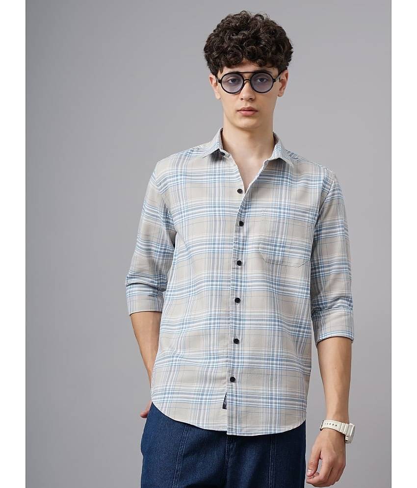 Paul Street 100% Cotton Regular Fit Checks Full Sleeves Men's Casual Shirt - Grey ( Pack of 1 )