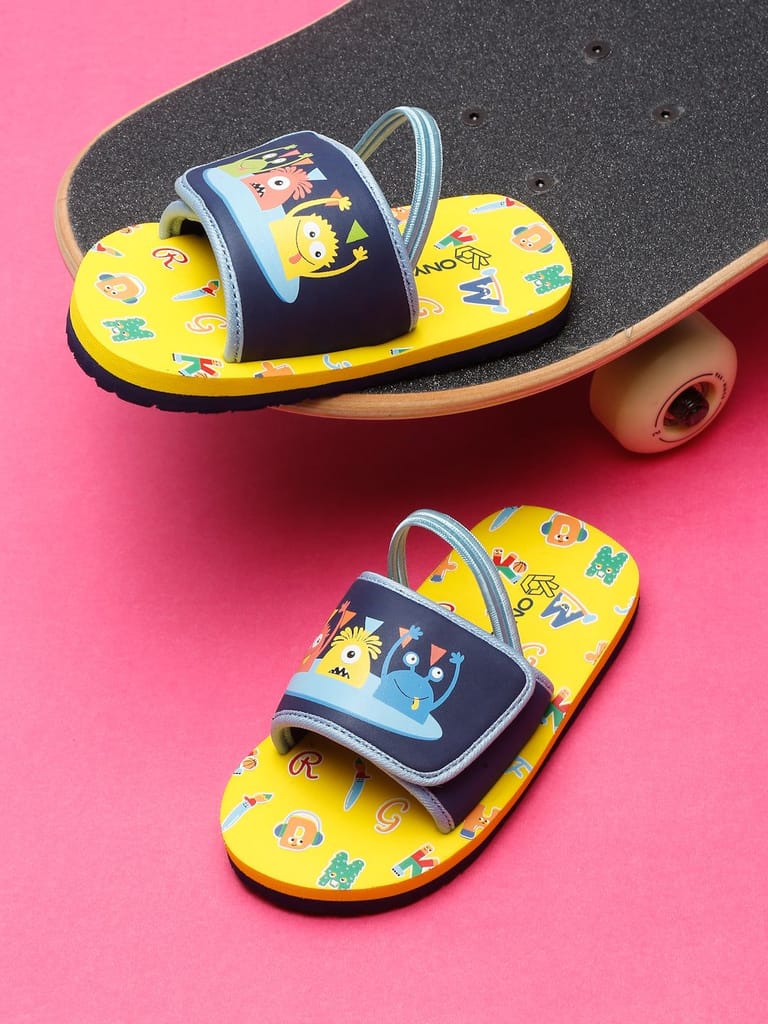 Monster Yellow Sliders - With Adjustable Strap & Back Support (Unisex)