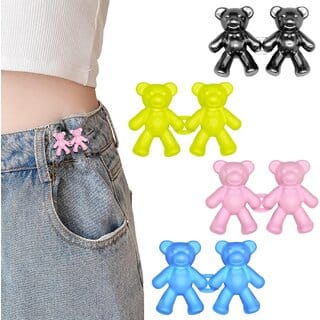 (4 Pairs) Cute Bear Detachable Waist Button for Jeans & Pants