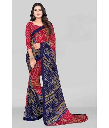 LEELAVATI Georgette Printed Saree With Unstitched Blouse Piece ( Red )