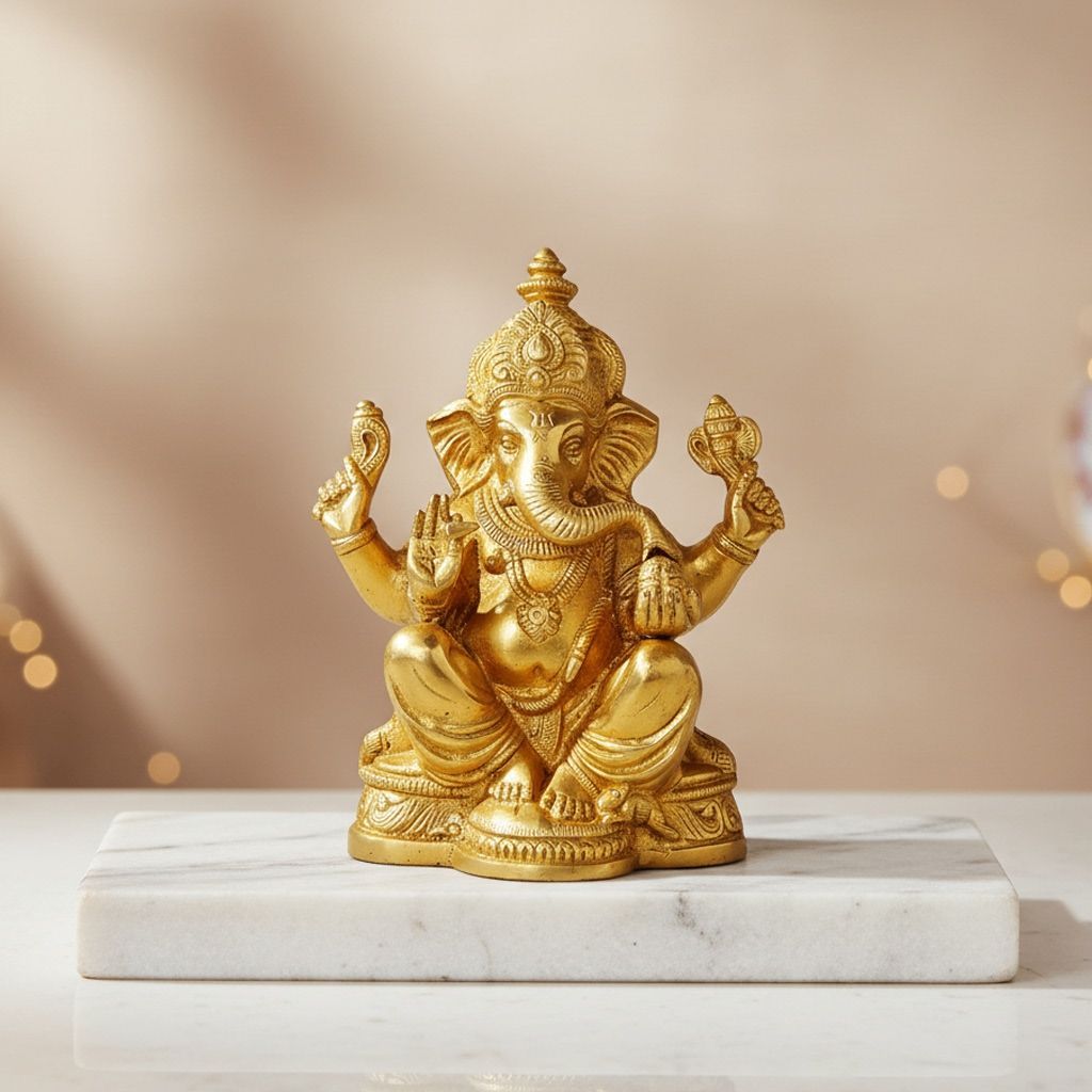 Brass Showpiece Ganesh Ji God Idol Statue (BSMAS1036 G)