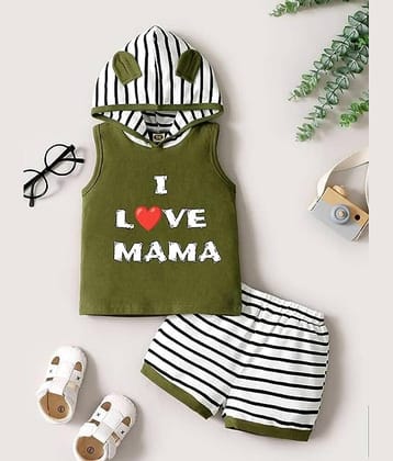 CUTEVIBE Pack of 1 Unisex for Baby Cotton Blend T-Shirt & Shorts ( Green )
