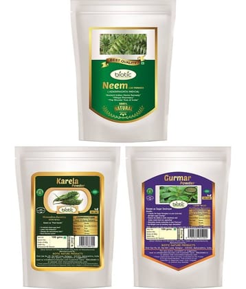 Biotic Neem, Karela & Gurmar Powder for Diabetes Powder 300 gm Pack of 3