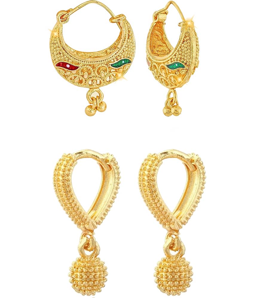 VIVASTRI Golden Chandbalis Earrings ( Pack of 2 )