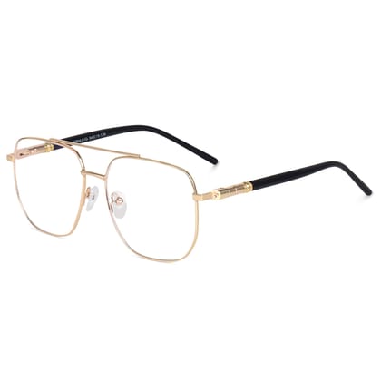 Dervin Blue Light Blocking Blue Cut Zero Power anti-glare Retro Square Eyeglasses frame for Eye Protection from UV by Computer/Tablet/Mobile/Laptop-Gold