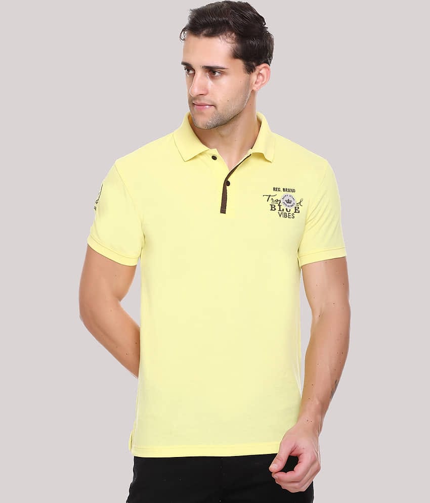RF RAVES - Yellow Cotton Blend Regular Fit Men's Polo T Shirt ( Pack of 1 )