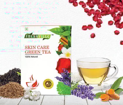 Freshville Skin Care Green Tea Bags 15 Bags Natural Herbal Blend for Glowing Skin and Immunity Support 30gram Freshville Skin Care Green Tea Bags 15 Bags Natural Herbal Blend for Glowing Skin and Immunity Support 30gram