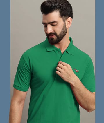 GET GOLF Pack of 1 Cotton Blend Regular Fit Self Design Half Sleeves Men's Polo T Shirt ( Green )