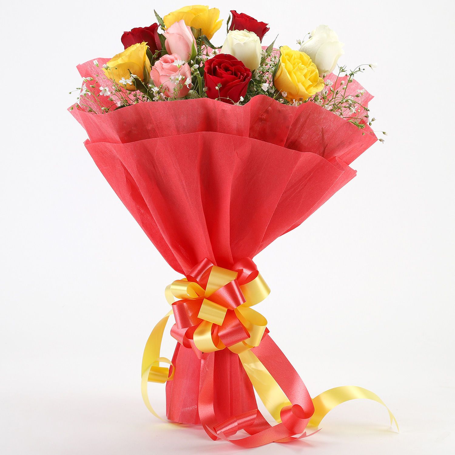 Mixed Roses Romantic Bunch For Valentine's Day Gift