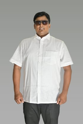 White Premium Quality Linen Half Sleeve Shirt for Men-39