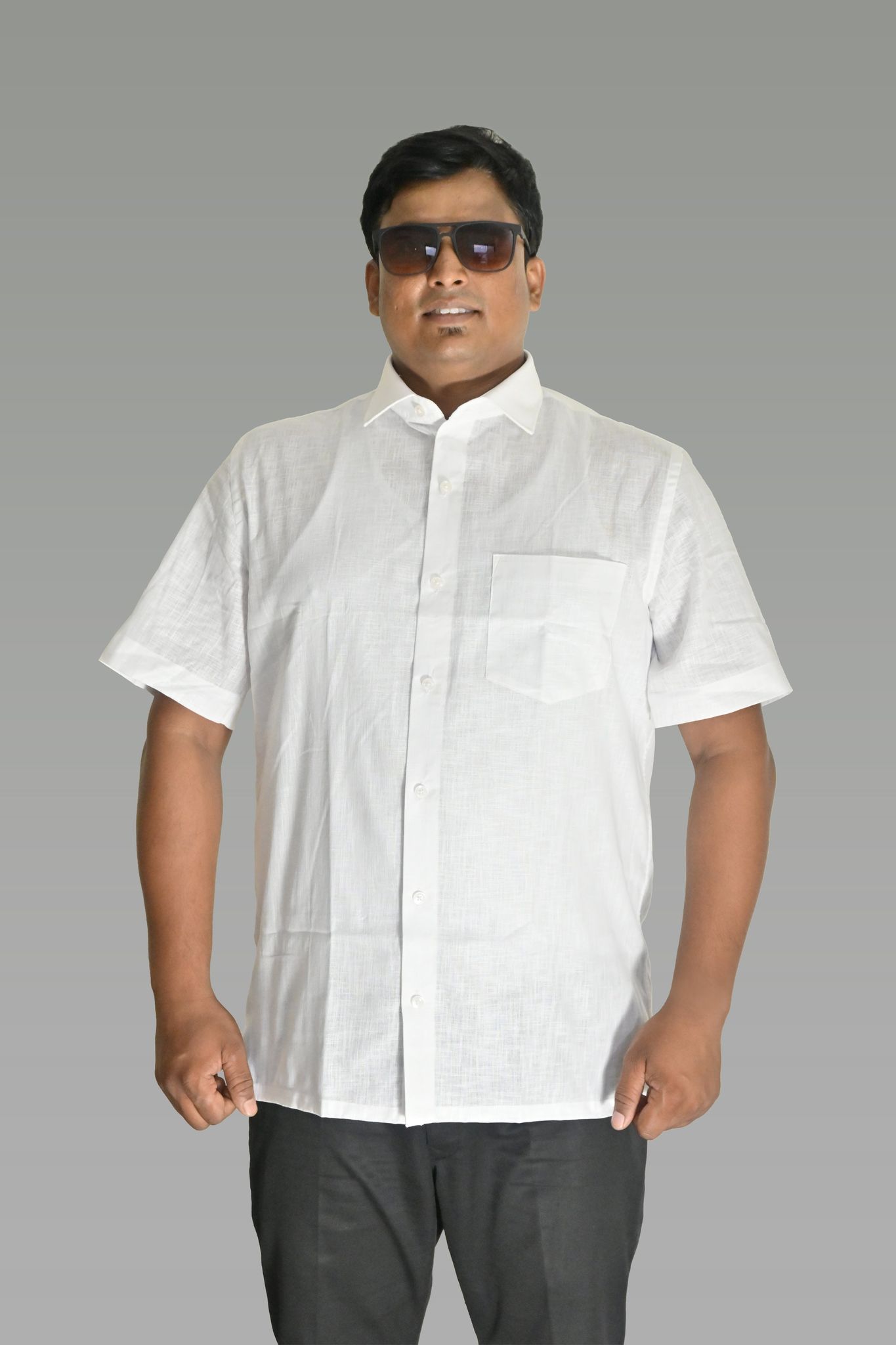 White Premium Quality Linen Half Sleeve Shirt for Men-39